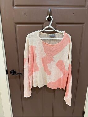 Wooden Ships M/L Lightweight Pink & Cream Knit Sweater